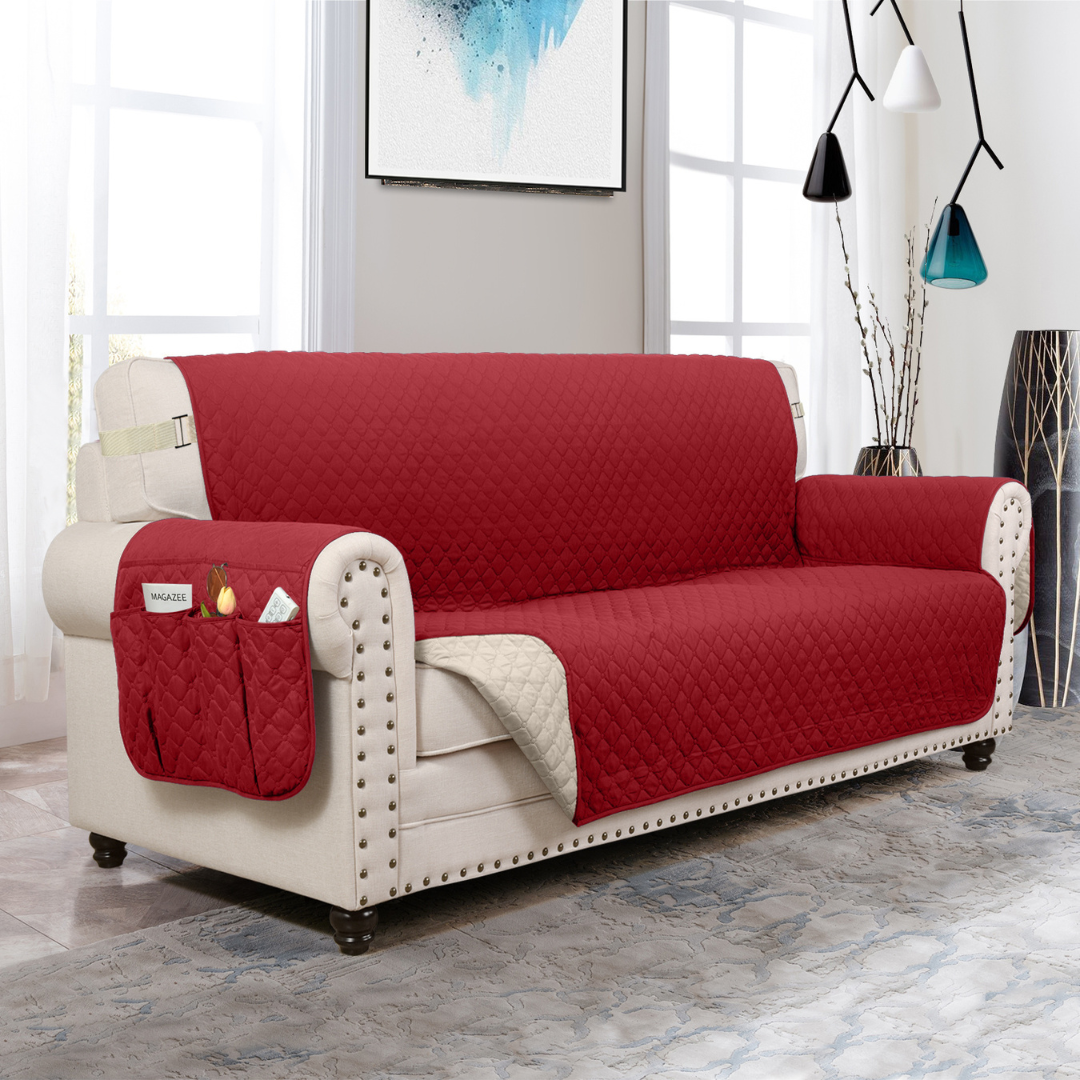 Couch Cover Furniture Protector With Side Pockets And Back Straps Reversible colours Fall 2025 Pet Friendly