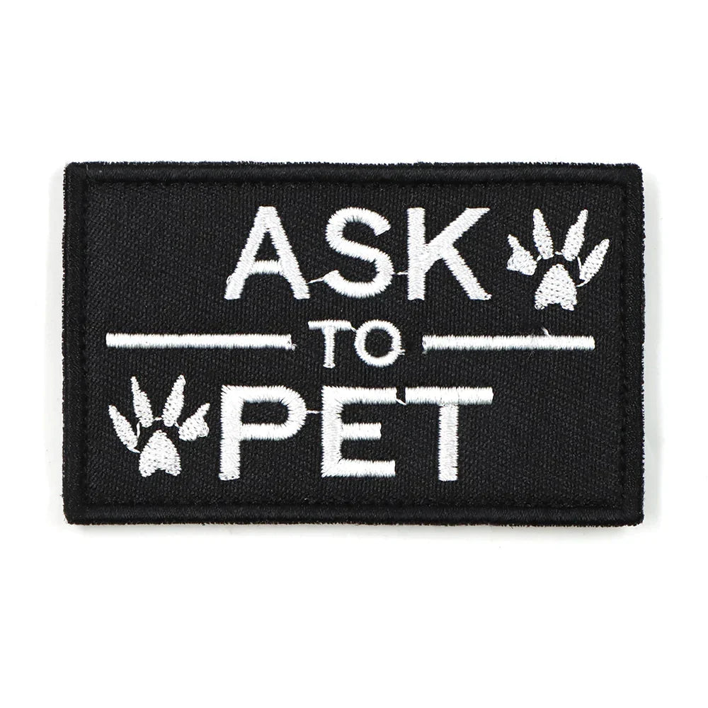 Ask To Pet Patch Black For Harness Fall 2025 Pet Safety Accessory For Gentle Interactions