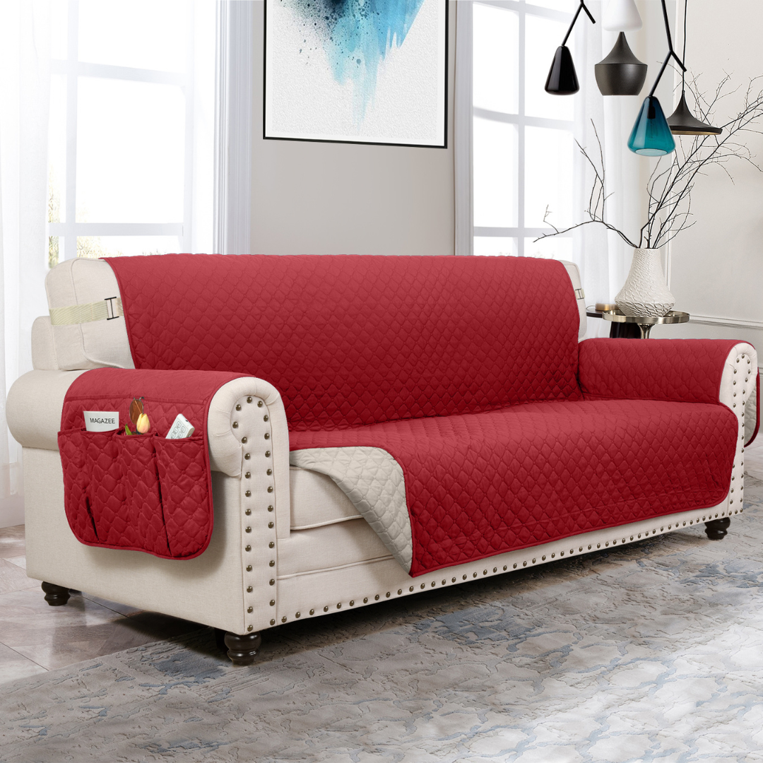 Couch Cover Furniture Protector With Side Pockets And Back Straps Reversible colours Fall 2025 Pet Friendly