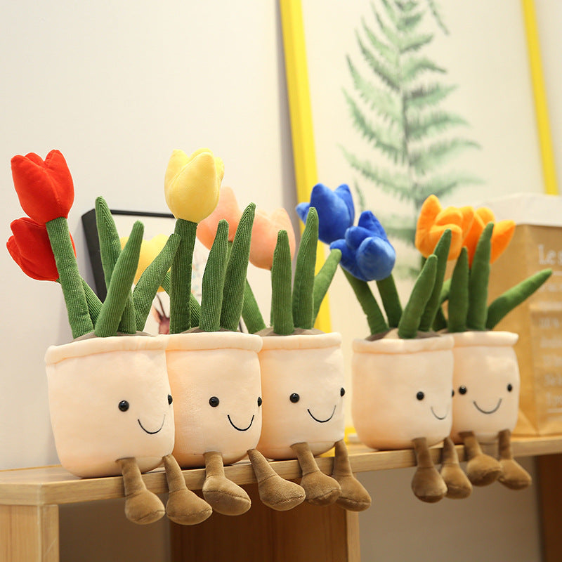Cute Flower Doll Decoration Plush Toy - 35cm Tulip Bouquet for Living Room, Gift Idea