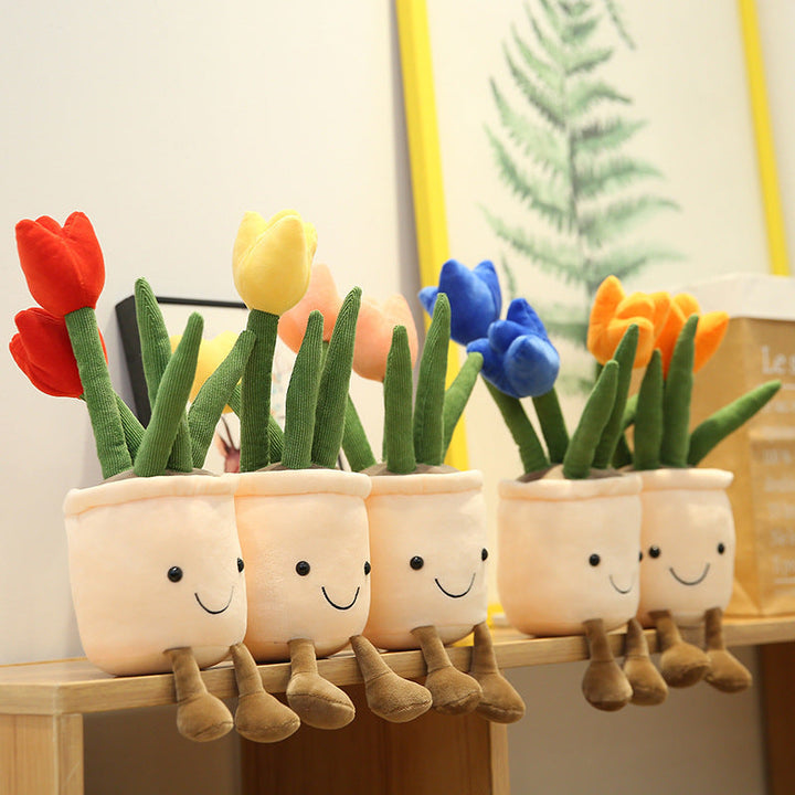 Cute Flower Doll Decoration Plush Toy - 35cm Tulip Bouquet for Living Room, Gift Idea