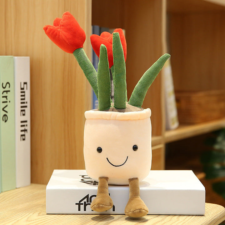 Cute Flower Doll Decoration Plush Toy - 35cm Tulip Bouquet for Living Room, Gift Idea