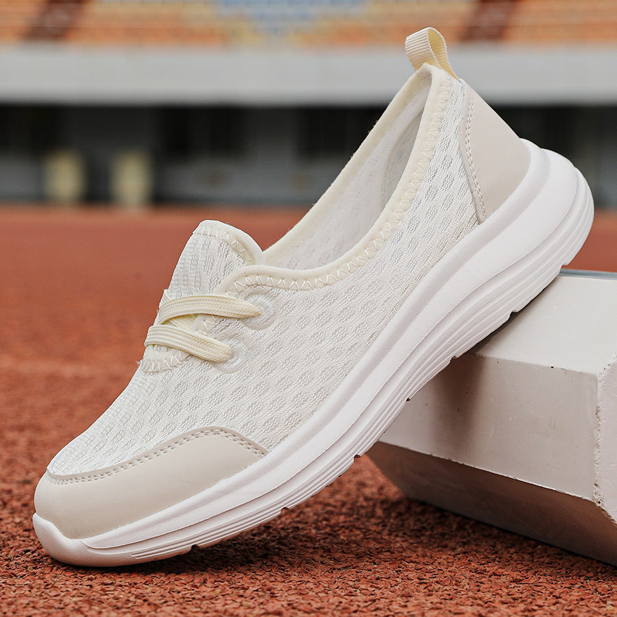 Lightweight Breathable Women’s Lace-Up Sneakers - Low-Profile Round-Toe, Mesh Upper, For Everyday Wear