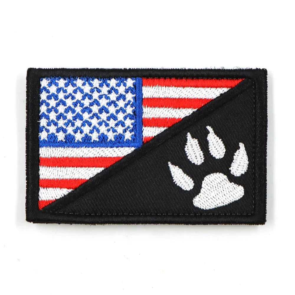 USA Flag Patch With Paw Hook And Loop For Harness Embroidered Patriotic Dog Accessory 4th Of July Gift