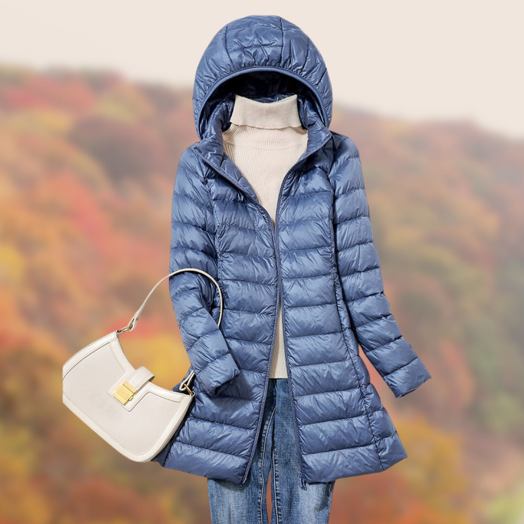 Waterproof Women’s Puffer Coat - Mid Thigh, Lightweight