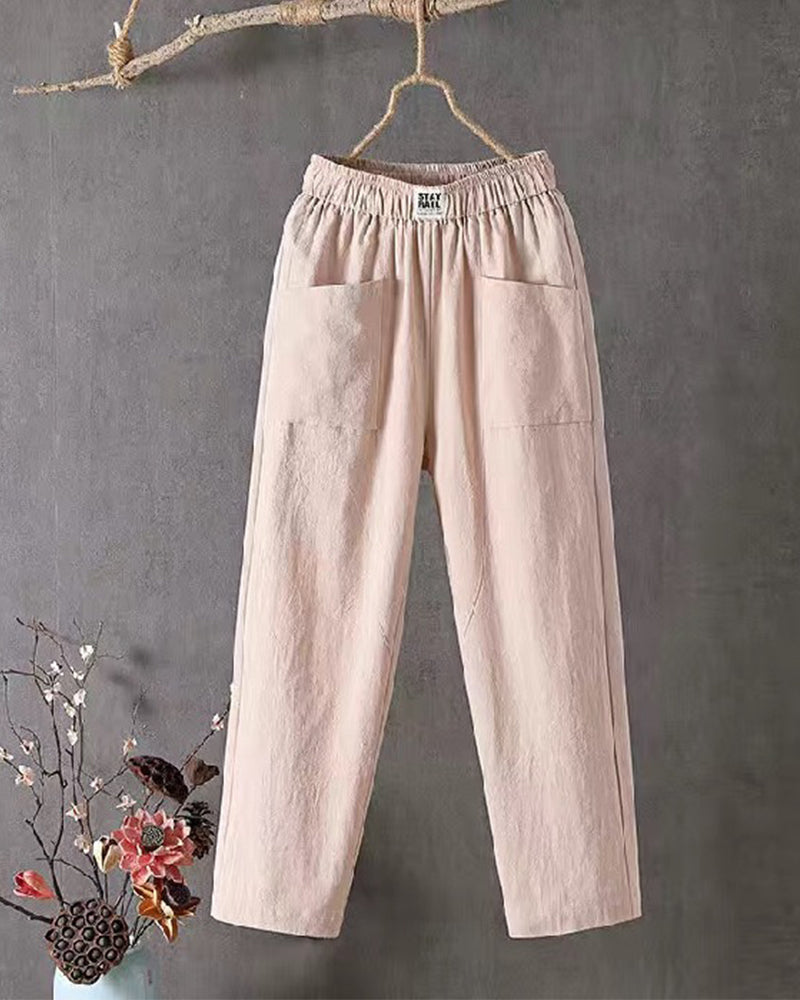 Loose-Fitting White Linen Pants for Women, Breathable Flax Pants for All Occasions, Comfortable and Stylish