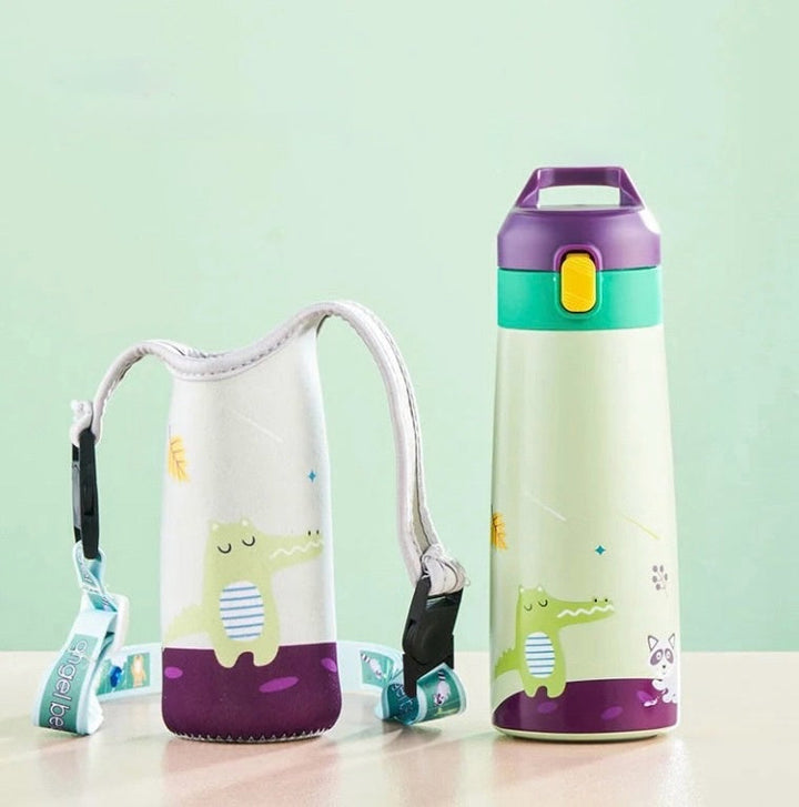 500ml Kids Stainless Steel Straw Thermos Mug With Case
