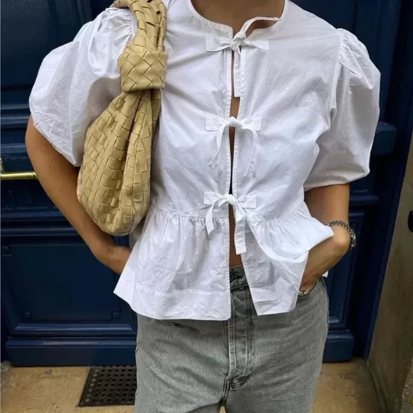 Striped Puff Sleeve Women&