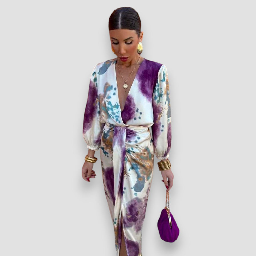 Elegant Purple V-Neck Women&