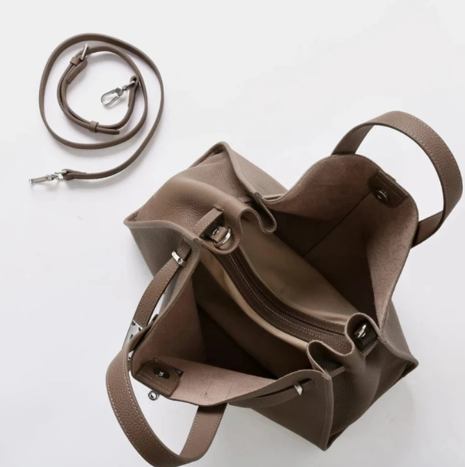 Soft &amp; Structured Women’s Crossbody Bag - Top-Handle Silhouette, Pebbled Cowhide Leather, For Everyday Urban Use