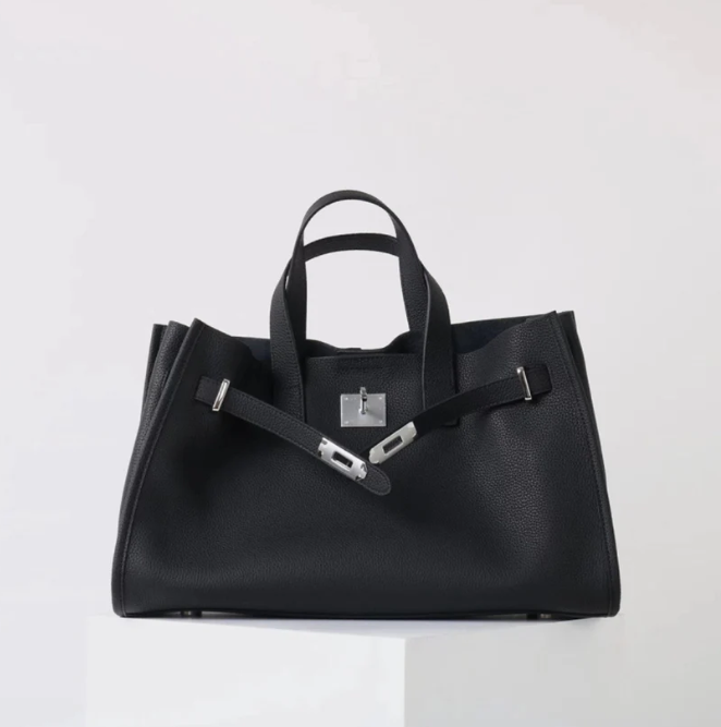 Soft &amp; Structured Women’s Crossbody Bag - Top-Handle Silhouette, Pebbled Cowhide Leather, For Everyday Urban Use