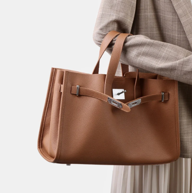 Soft &amp; Structured Women’s Crossbody Bag - Top-Handle Silhouette, Pebbled Cowhide Leather, For Everyday Urban Use