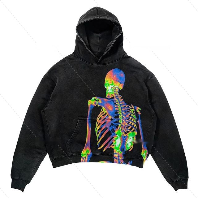 Warm Relaxed Hoodie - Cropped Pullover Polyester Streetwear