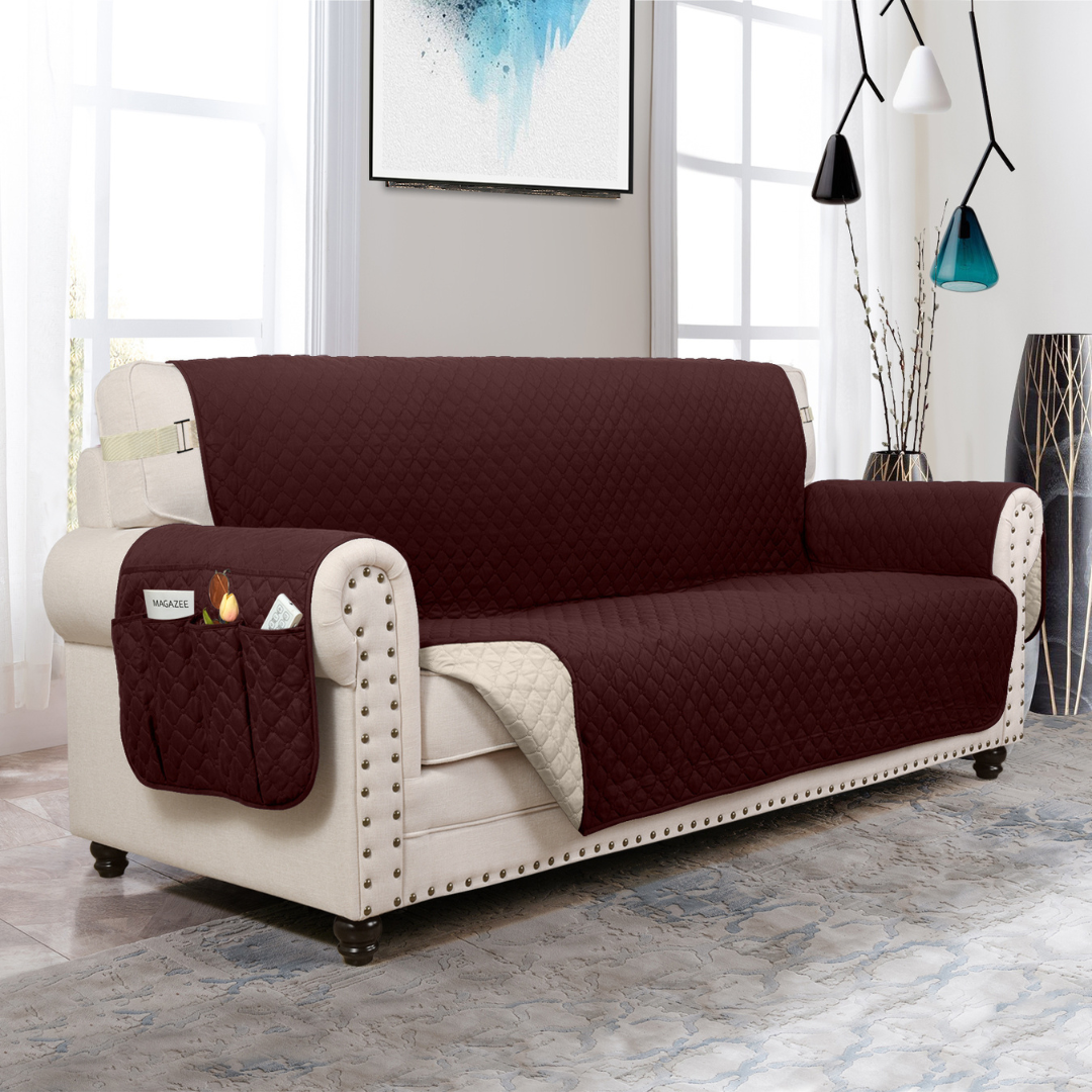 Couch Cover Furniture Protector With Side Pockets And Back Straps Reversible colours Fall 2025 Pet Friendly