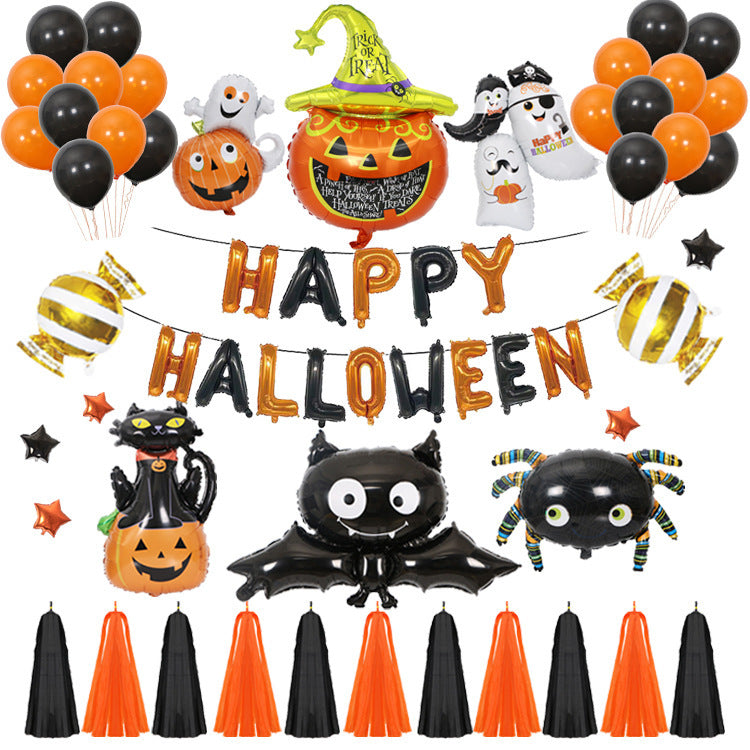 Halloween Balloons Party Kit With Banner And Props 2025