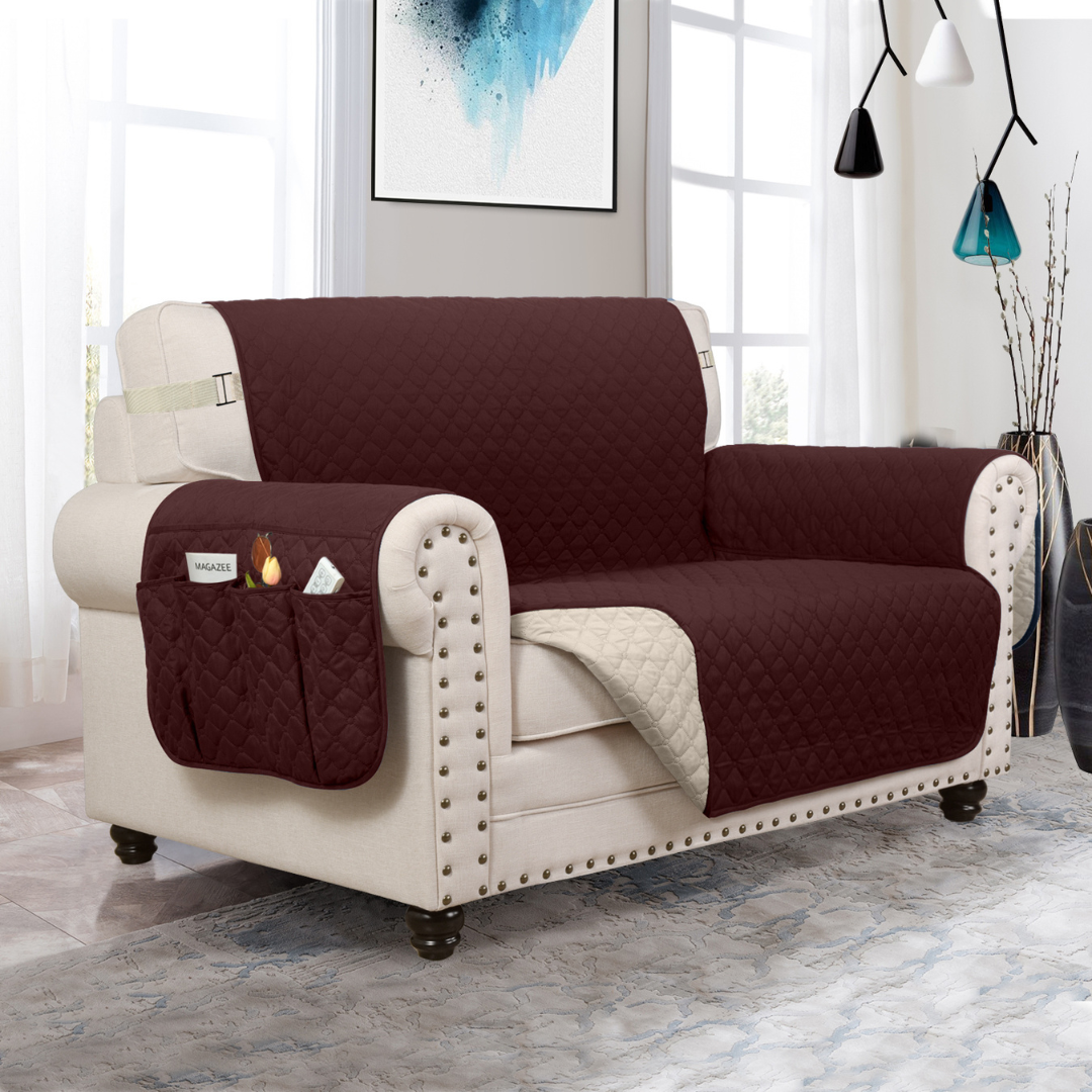 Couch Cover Furniture Protector With Side Pockets And Back Straps Reversible colours Fall 2025 Pet Friendly
