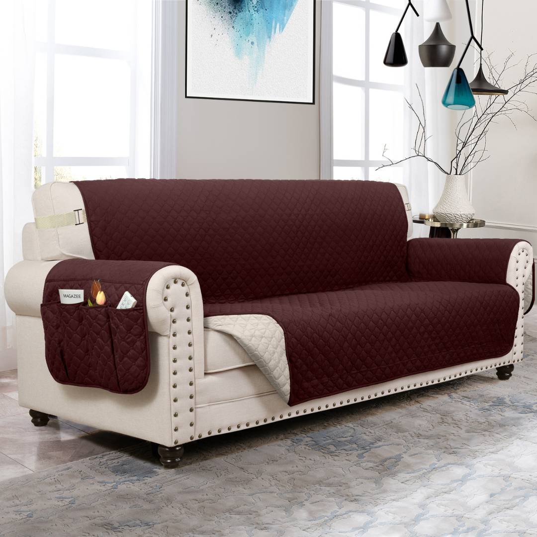 Couch Cover Furniture Protector With Side Pockets And Back Straps Reversible colours Fall 2025 Pet Friendly