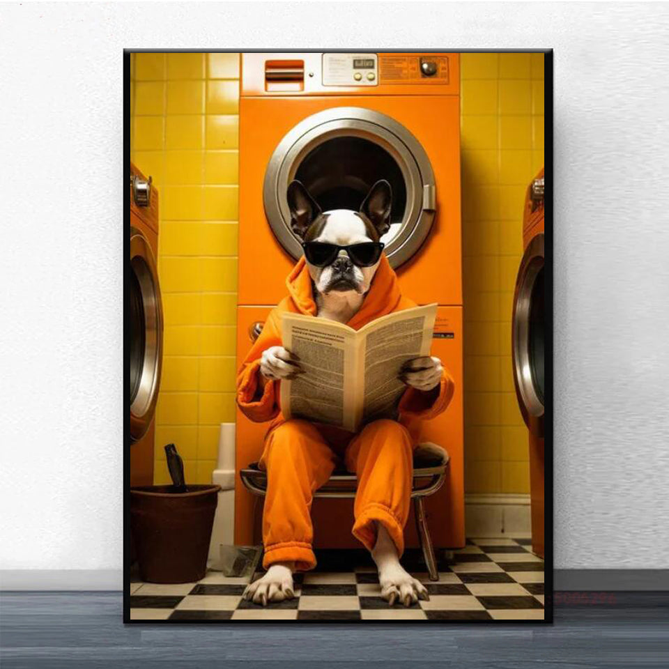 Animal Monkey Panda Toilet  Painting Art DIY Embroidery