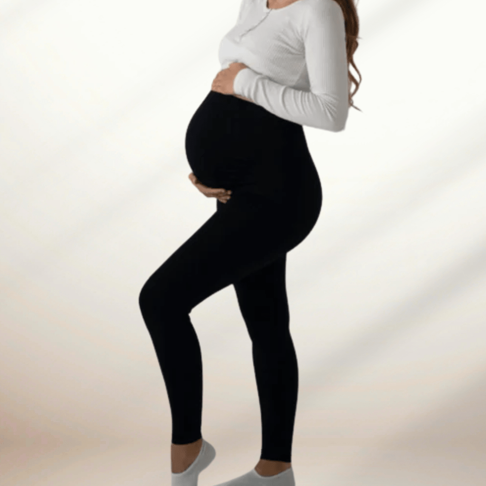 Comfortable Maternity Leggings with Supportive Stretch Belt for Pregnancy and Postpartum, Full-Length Yoga Pants