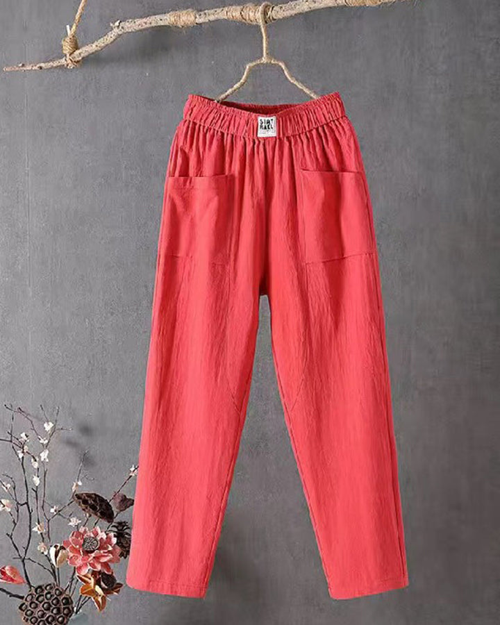 Loose-Fitting White Linen Pants for Women, Breathable Flax Pants for All Occasions, Comfortable and Stylish