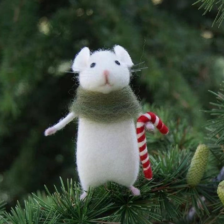 Handcrafted Felt Pumpkin Mouse Ornament - Unique Seasonal Decor for Halloween &amp; Christmas Celebrations