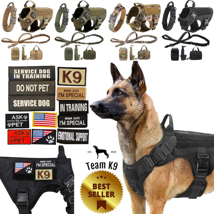 Tactical Dog Harness System All-In-One Training Bundle No-Pull Harness MOLLE Pouches Travel Water Bowl Holiday 2025