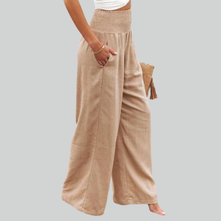 Elegant Retro Baggy Pants for Women - Loose High Waist Vintage Linen Wide Leg Pants