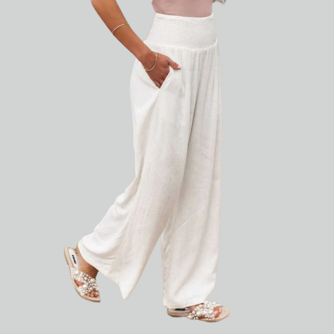 Elegant Retro Baggy Pants for Women - Loose High Waist Vintage Linen Wide Leg Pants