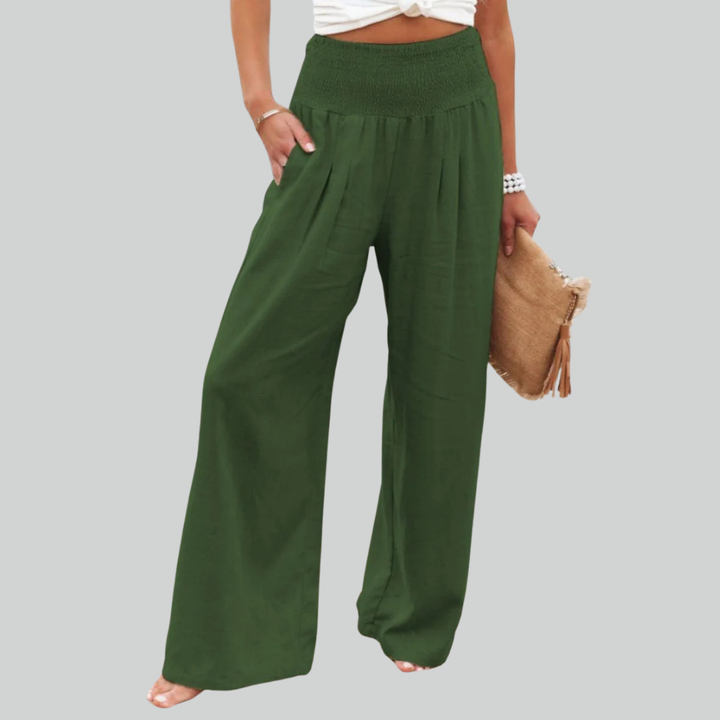 Elegant Retro Baggy Pants for Women - Loose High Waist Vintage Linen Wide Leg Pants