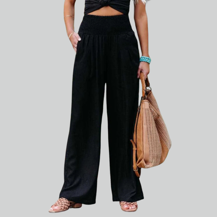 Elegant Retro Baggy Pants for Women - Loose High Waist Vintage Linen Wide Leg Pants