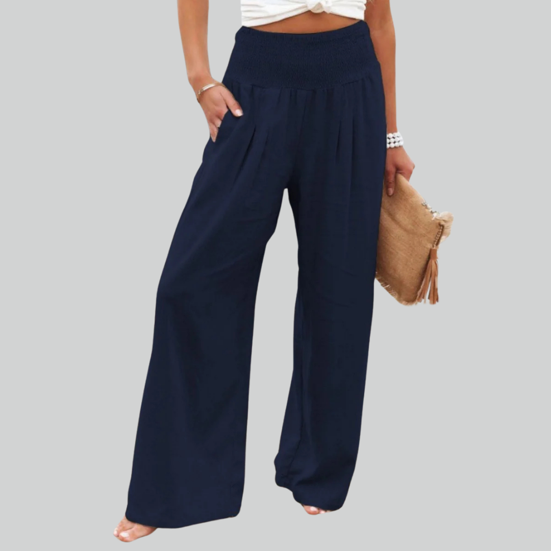 Elegant Retro Baggy Pants for Women - Loose High Waist Vintage Linen Wide Leg Pants