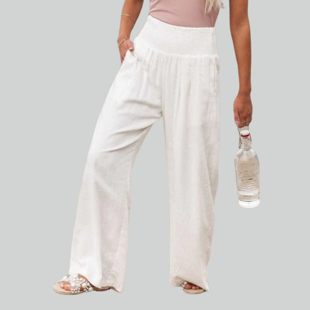 Elegant Retro Baggy Pants for Women - Loose High Waist Vintage Linen Wide Leg Pants