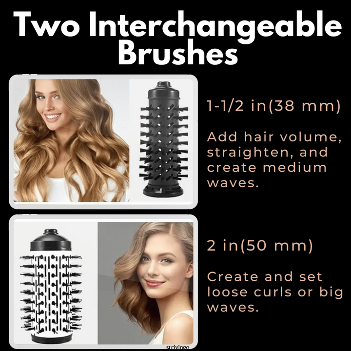 3-in-1 Rotating Hair Dryer and Styler with Adjustable Temperature for Effortless Curls and Waves