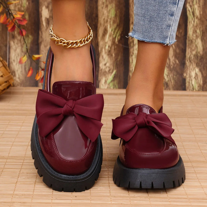 Thick Varnished Leather Moccasins for Women with Robust Sole for Comfort and Style
