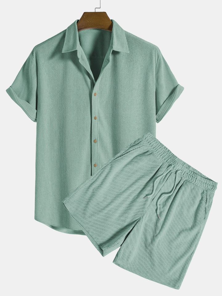 Trendy Two-Part Summer Outfit for Men - Lightweight Casual Wear, Comfortable Fit, Versatile Style