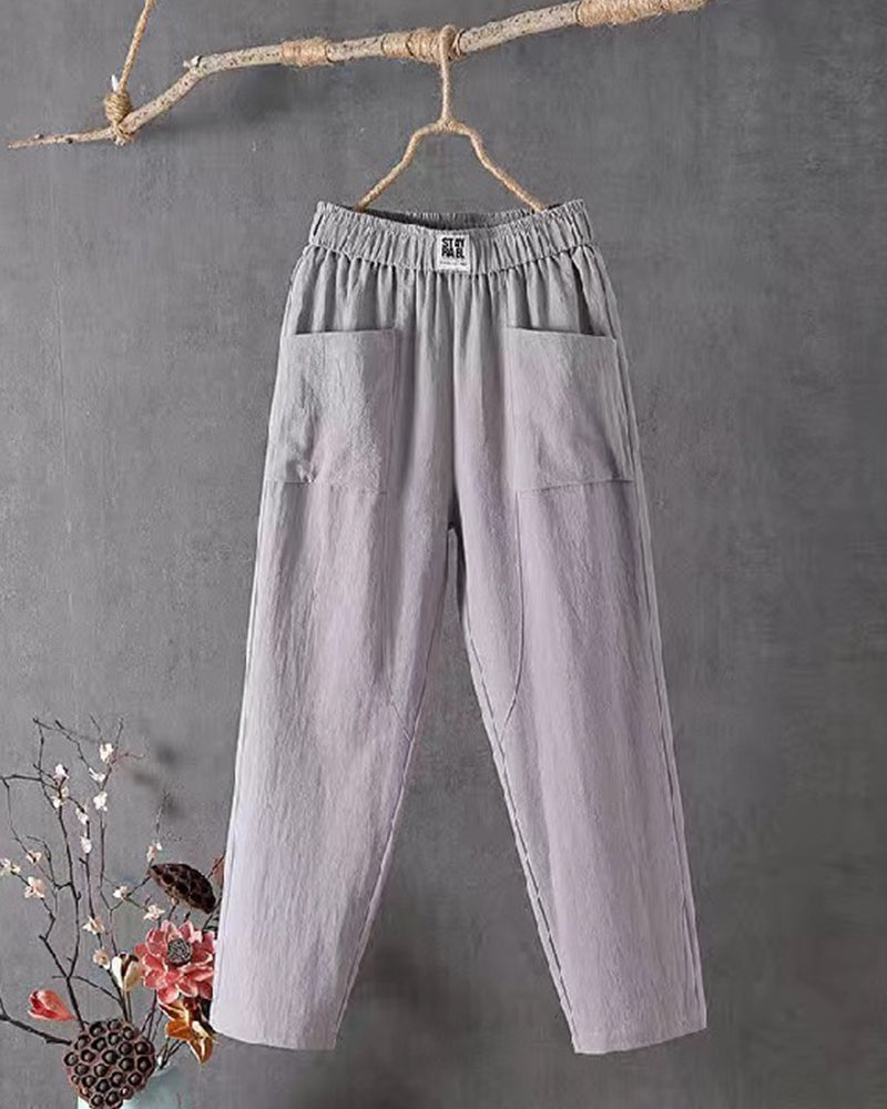 Loose-Fitting White Linen Pants for Women, Breathable Flax Pants for All Occasions, Comfortable and Stylish