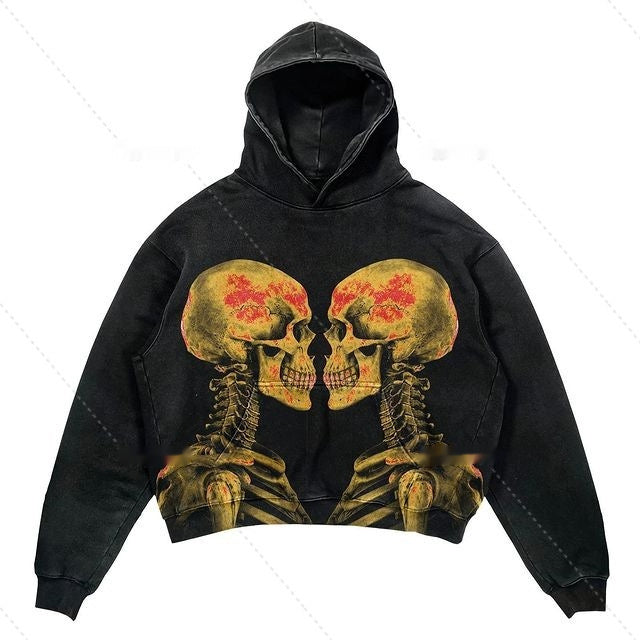 Warm Relaxed Hoodie - Cropped Pullover Polyester Streetwear