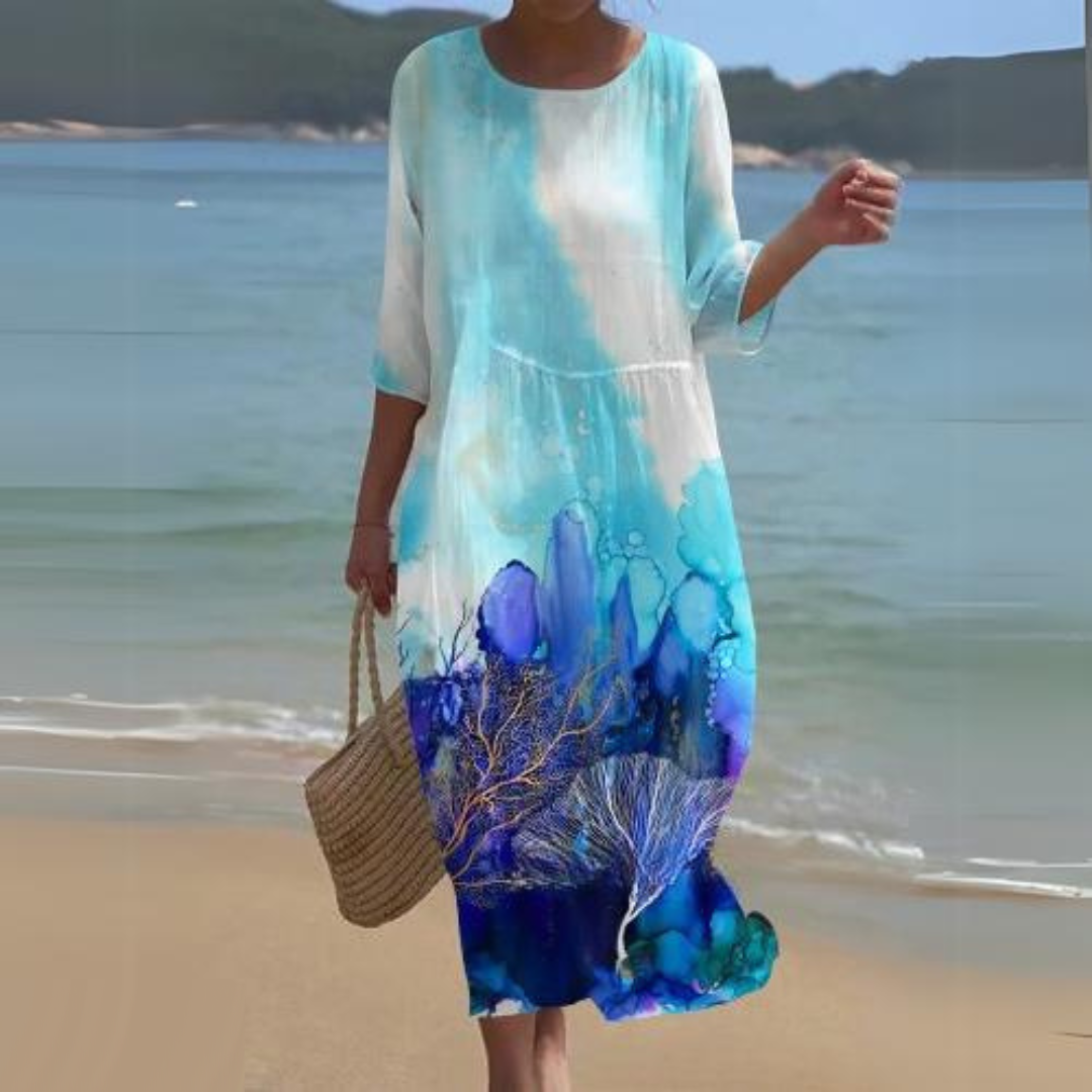 Elegant Floral Print Summer Dress for Women - Comfortable Fit Wedding Guest or Cocktail Dress