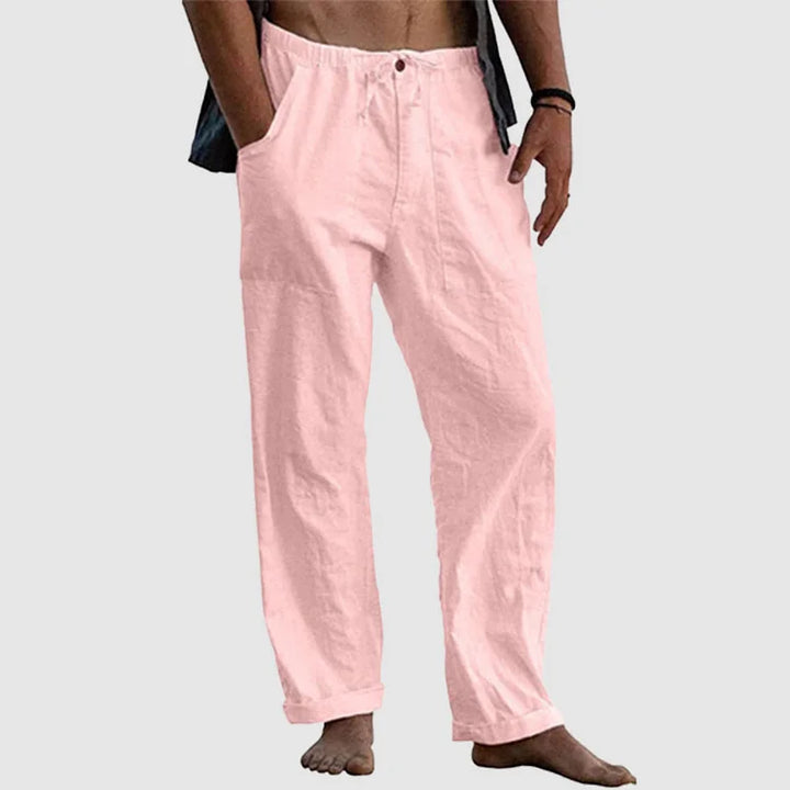 Linen Pants for Women with Adjustable Waist Cord, Relaxed Fit Summer Pants