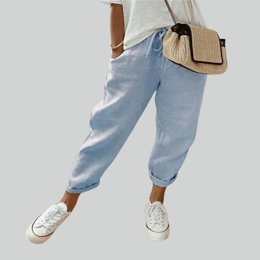 Autumn Cotton Linen Wide Leg Pants - Casual High Waist Pants for Women