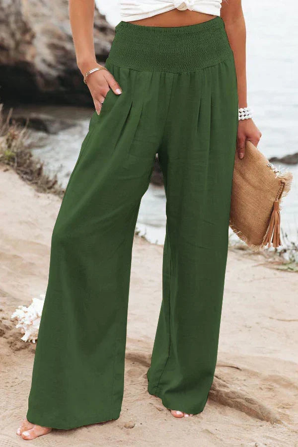 High Waist Wide Leg Linen Pants for Women, Lightweight Palazzo Pants, Elegant and Versatile Fashion