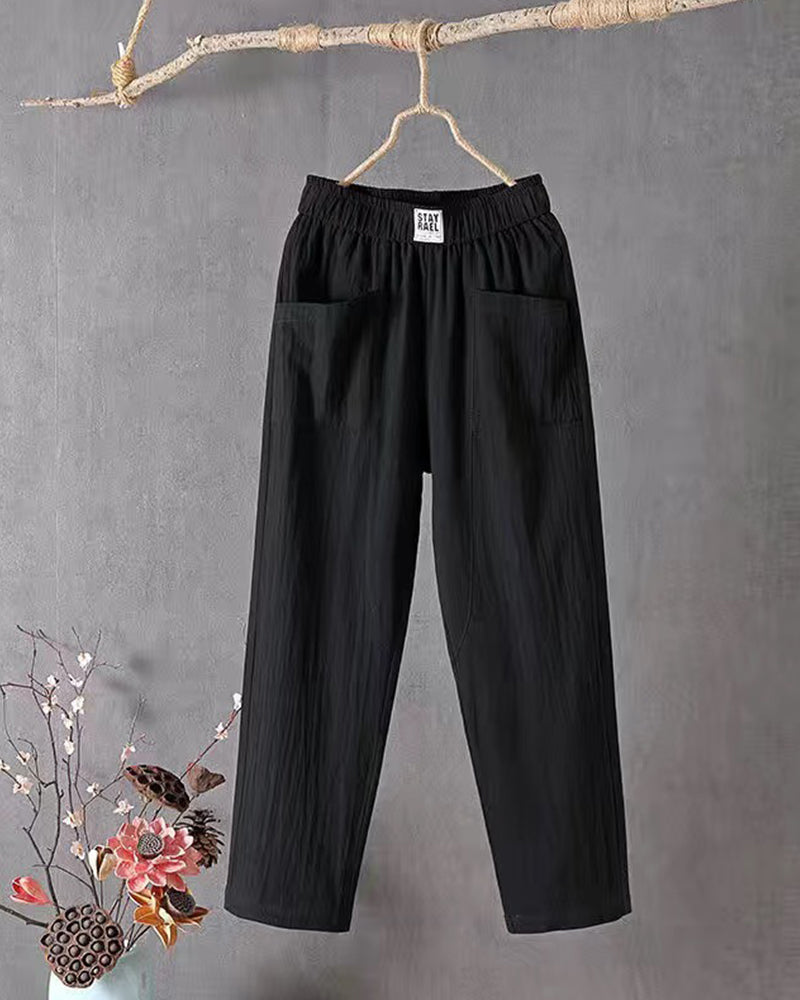 Loose-Fitting White Linen Pants for Women, Breathable Flax Pants for All Occasions, Comfortable and Stylish