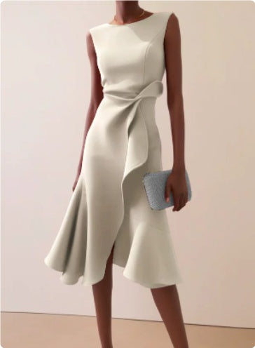 Lightweight, flattering women’s dress - A-line waist-twist, polyester, for daily wear and semi-formal occasions
