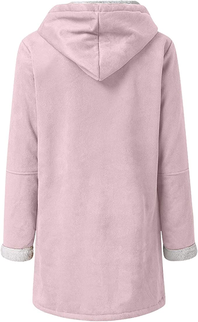Warm Womens Winter Jacket - Hooded Mid-Thigh, Suede