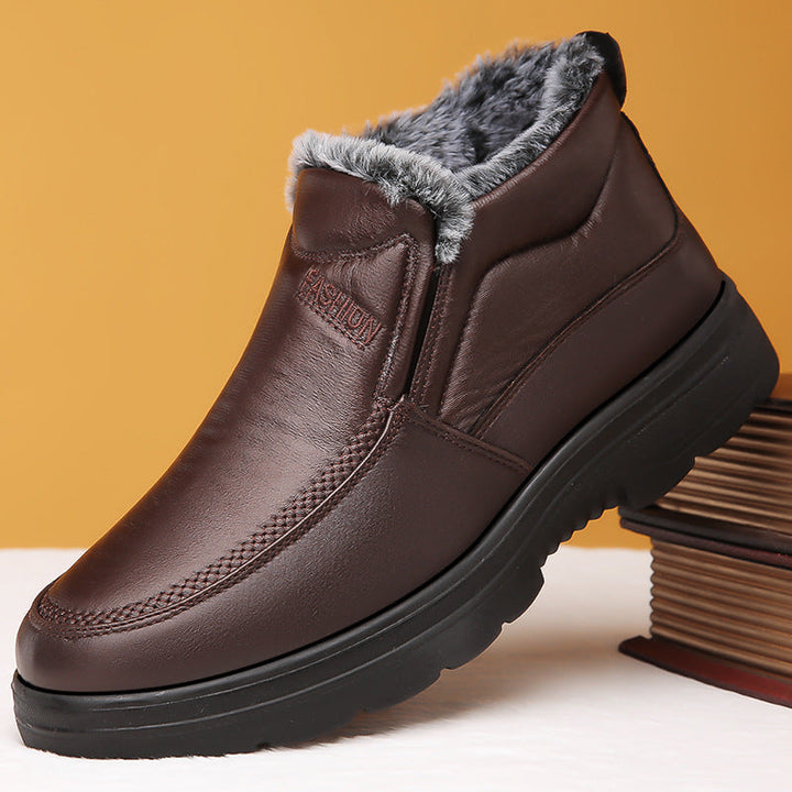 Waterproof Cozy Mens Slip-On Shoes - Faux Leather Winter
