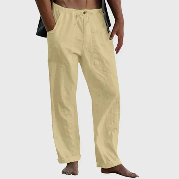 Linen Pants for Women with Adjustable Waist Cord, Relaxed Fit Summer Pants