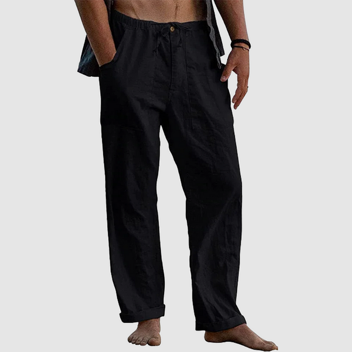 Linen Pants for Women with Adjustable Waist Cord, Relaxed Fit Summer Pants