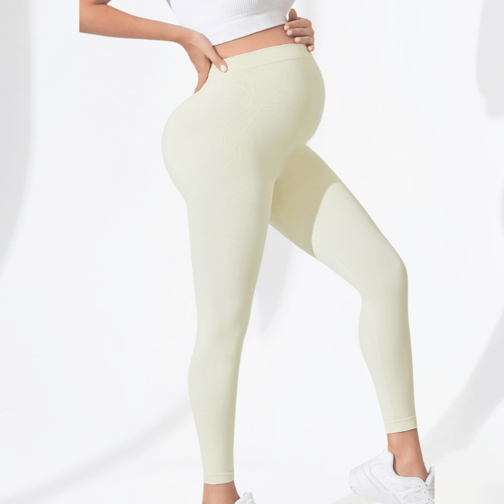 Comfortable Maternity Leggings with Supportive Stretch Belt for Pregnancy and Postpartum, Full-Length Yoga Pants