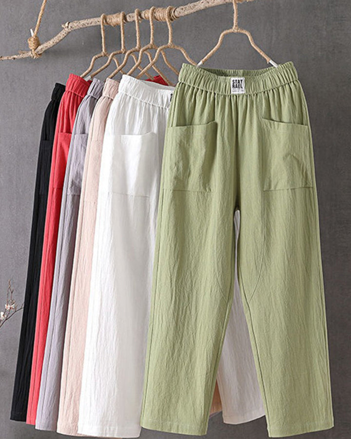Loose-Fitting White Linen Pants for Women, Breathable Flax Pants for All Occasions, Comfortable and Stylish