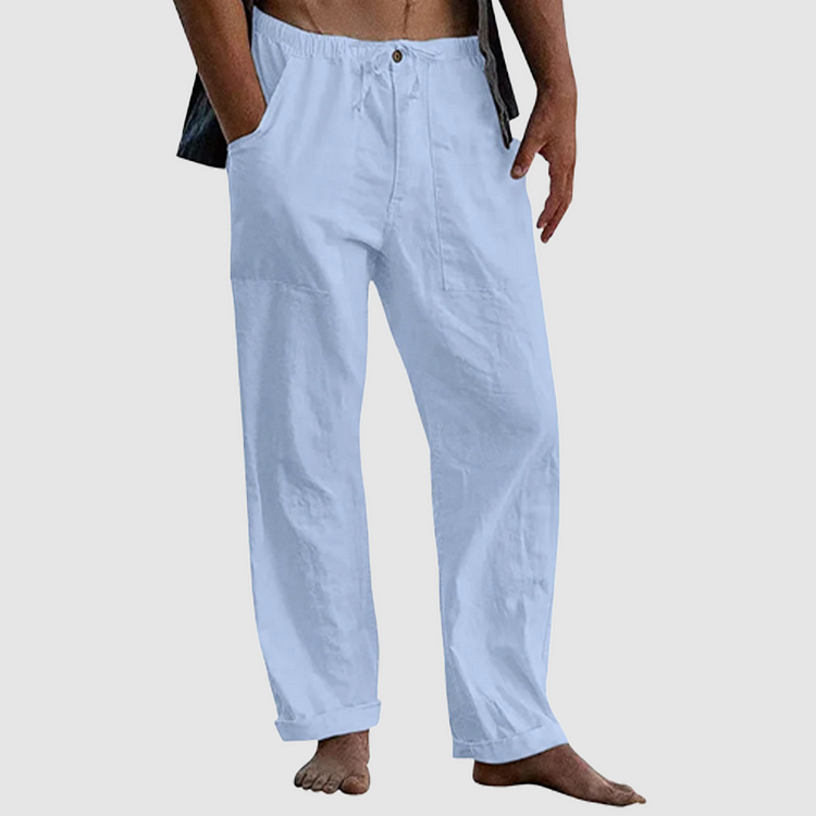 Linen Pants for Women with Adjustable Waist Cord, Relaxed Fit Summer Pants